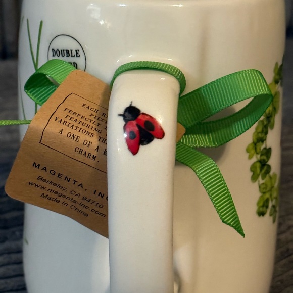 Rae Dunn White Mug with Green 'Lucky Me' Design - Picture 7 of 9